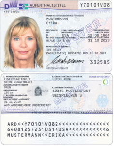 Modelo oficial de la Tarjeta Azul UE (eAT) Modelo oficial de la Tarjeta Azul UE (eAT). Las características de seguridad y el diseño técnico se mantienen vigentes según el estándar de la República Federal de Alemania.